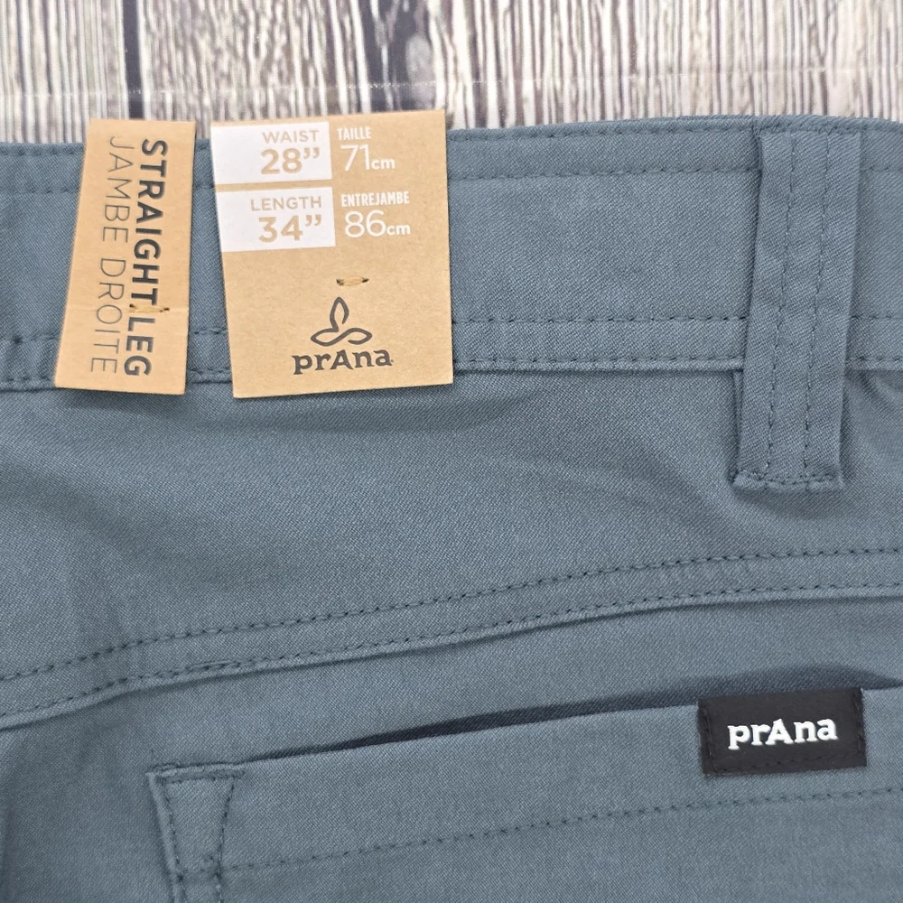 Prana NWT Brion Pant II Straight Leg Blue Gray Pants Size 28 x 34